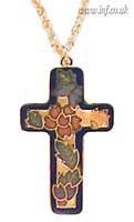 Large Cloisonn Cross on Rope Chain Main Image