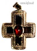 Flat Square Cross with a Amber Stone on Chain Main Image