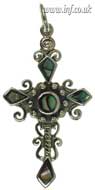 Abalone Shell Cross Inset in Silver on Bootlace Main Image