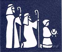 Small Cut-Out Card with Nativity Three Shepard's Main Image