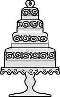 Wedding Cake 4 Tiers with a Heart on Top Main Image