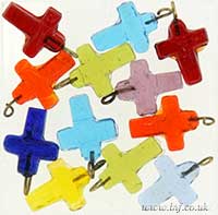 Small Transparent Hand Made Glass Cross Pendant Main Image