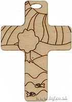 Ply Wood Shape Pendant Cross with a Creation Image Main Image