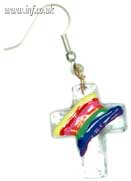 Rainbow Painted Glass Cross Earrings Main Image