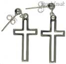 Thin Cross with Cut-Out 925 Silver Earrings Main Image