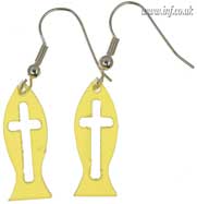 Small Acrylic Fish with Cut Out Cross Earrings Main Image