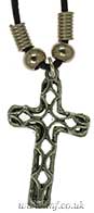 Trellis Metal Cross Pendant Necklace on Bootlace Main Image
