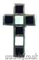 Black & White Stone Inset Silver Cross on Bootlace Main Image