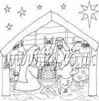 Etched Image of Nativity Manger Scene Panel Main Image