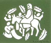 Small Cut-Out Folded Card with a Palm Sunday Scene Main Image