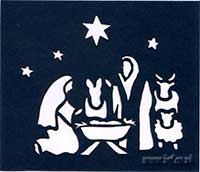 Small Cut-Out Card with a Nativity Manger Image Main Image