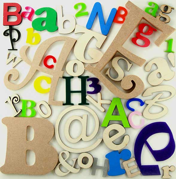 Letters Individual Order Page Shapes in wooden ply MDF acrylic felt